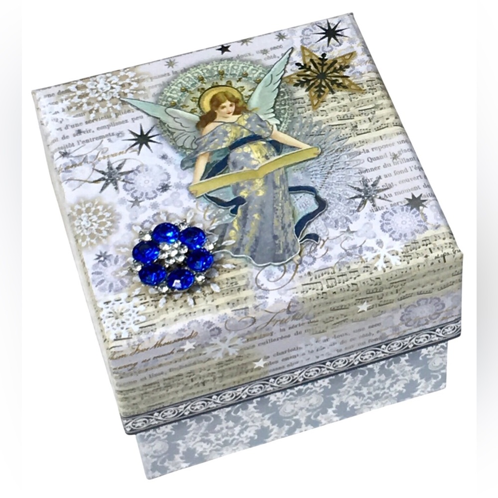 Punch Studio Celestial Angel Brooch Embellished Trinket Nesting Cube Box (61687)